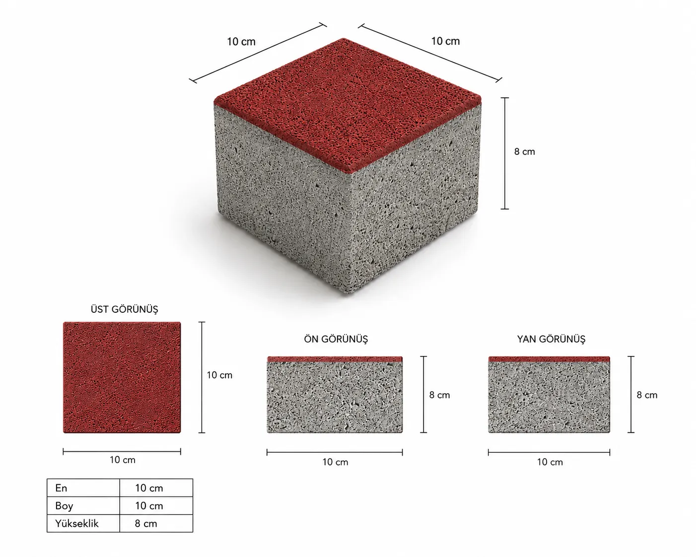 10x10 Parke Taşı teknik çizim